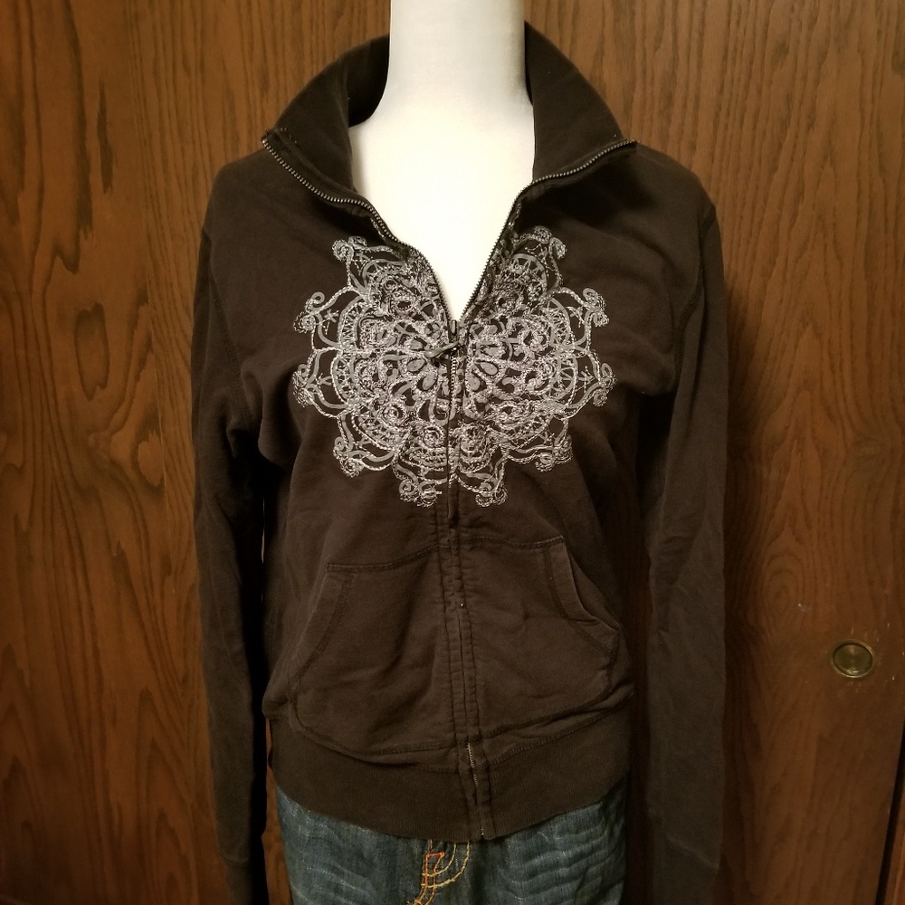 Prana XL zip embroidered sweatshirt